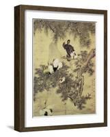 Eight Red-Crested Herons in a Pine Tree, 1754-Hua Yan-Framed Giclee Print