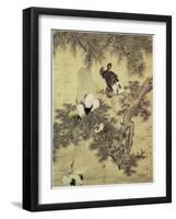 Eight Red-Crested Herons in a Pine Tree, 1754-Hua Yan-Framed Giclee Print