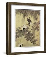Eight Red-Crested Herons in a Pine Tree, 1754-Hua Yan-Framed Premium Giclee Print