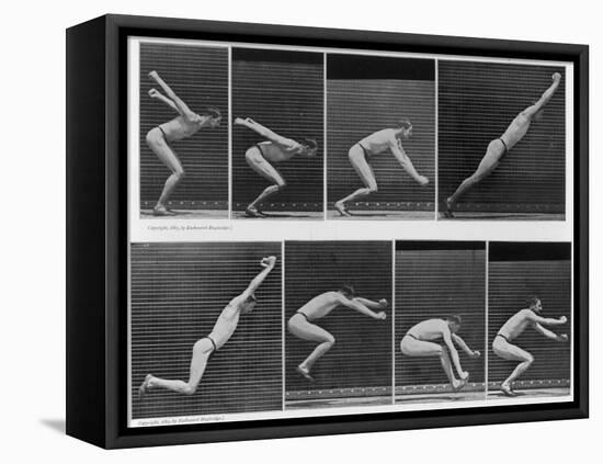 Eight Shots of a Man Jumping-null-Framed Stretched Canvas