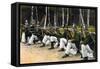 Eight Soldiers of the Prussian Landwehr with 98 Rifles at a Shooting Range Next to a Forest-null-Framed Stretched Canvas