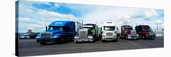 Eighteen Wheeler Vehicles on the Road-null-Stretched Canvas