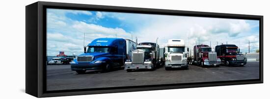 Eighteen Wheeler Vehicles on the Road-null-Framed Stretched Canvas