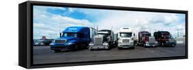Eighteen Wheeler Vehicles on the Road-null-Framed Stretched Canvas