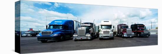 Eighteen Wheeler Vehicles on the Road-null-Stretched Canvas