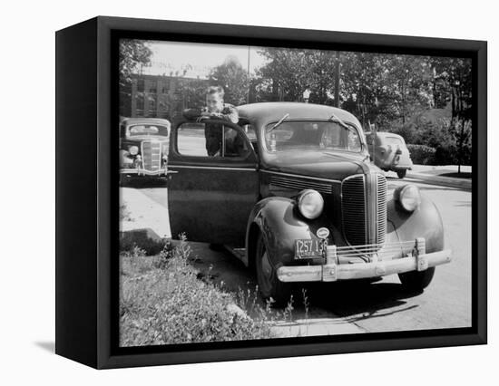 Eighteen Year Old Boy with His First Car, Ca. 1944-null-Framed Stretched Canvas