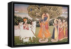 Eighth Incarnation of Vishnu as Krishna: Playing to the Gopis-null-Framed Stretched Canvas