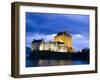 Eilean Donan Castle Floodlit Against Deep Blue Twilight Sky and Water of Loch Duich, Near Dornie, K-Lee Frost-Framed Photographic Print