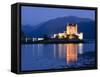 Eilean Donan Castle Floodlit at Night on Loch Duich, Near Kyle of Lochalsh, Highland-Lee Frost-Framed Stretched Canvas