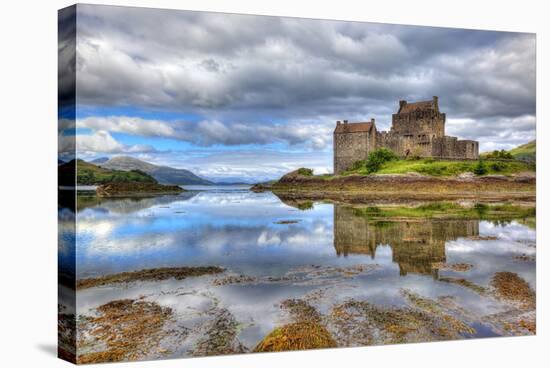 Eilean Donan Castle on a Cloudy Day, Highlands, Scotland, UK-Nataliya Hora-Stretched Canvas