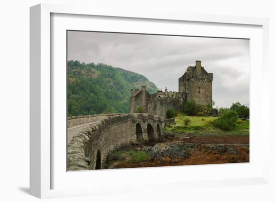 Eilean Donan Castle on a Cloudy Day. Low Tide. Highlands, Scotland. UK-A_nella-Framed Photographic Print