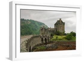 Eilean Donan Castle on a Cloudy Day. Low Tide. Highlands, Scotland. UK-A_nella-Framed Photographic Print