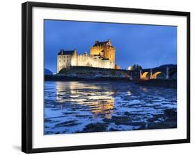 Eilean Donan (Eilean Donnan) Castle Illuminated, Dornie, Loch Duich, Highlands Region, Scotland-Chris Hepburn-Framed Photographic Print