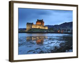 Eilean Donan (Eilean Donnan) Castle Illuminated, Dornie, Loch Duich, Highlands Region, Scotland-Chris Hepburn-Framed Photographic Print