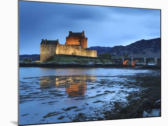 Eilean Donan (Eilean Donnan) Castle Illuminated, Dornie, Loch Duich, Highlands Region, Scotland-Chris Hepburn-Mounted Photographic Print