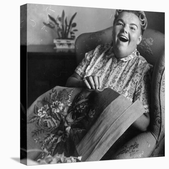 Eileen Farrell at Home Doing Needlepoint-Gordon Parks-Stretched Canvas