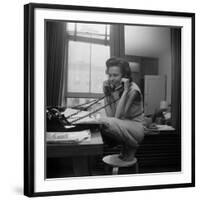 Eileen Ford, Co-Founder of the Ford Modeling Agency Taking Many Phone Calls, 1948-Nina Leen-Framed Photographic Print