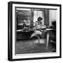 Eileen Ford Working the Phones at the Ford Modeling Agency, 1948-Nina Leen-Framed Photographic Print