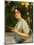 Eileen Lavery Holding a Tennis Racket, 1909 (Oil on Canvas)-John Lavery-Mounted Giclee Print