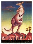 Australia - Kangaroo with Baby Joey - Vintage Australian Travel Poster, 1957-Eileen Mayo-Framed Art Print