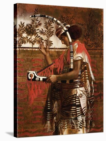 Ein junger Musiker im Tempeldienst während des Laubhüttenfest, später Hosanna genannt. 1861-Simeon Solomon-Stretched Canvas