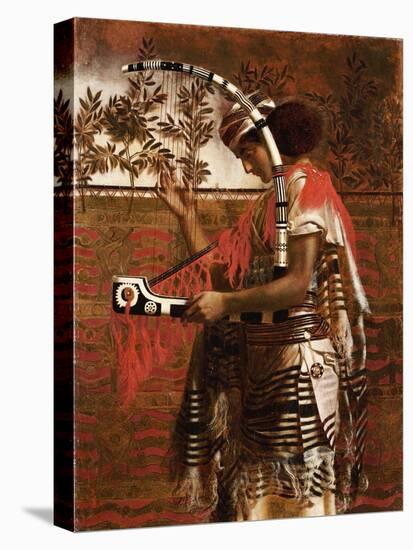 Ein junger Musiker im Tempeldienst während des Laubhüttenfest, später Hosanna genannt. 1861-Simeon Solomon-Stretched Canvas