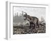 Einiosaurus Dinosaur Roaring in Nature-null-Framed Art Print