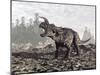 Einiosaurus Dinosaur Roaring in Nature-null-Mounted Art Print