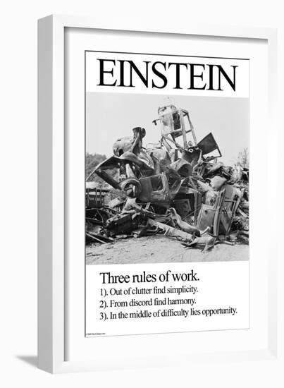 Einstein; Three Rules of Work-Wilbur Pierce-Framed Art Print