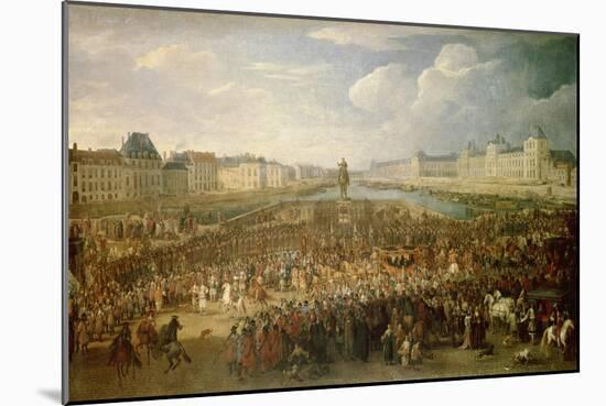 Einzug Louis XIII. auf der Pont-Neuf in Paris-Adam Frans van der Meulen-Mounted Giclee Print