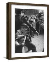 Eisenhower Presidential Campaign Old Lady Held Back by Police with Appearance by Mamie Eisenhower-Mark Kauffman-Framed Photographic Print