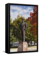 Eisenhower Statue, Abilene, Kansas, USA-Walter Bibikow-Framed Stretched Canvas