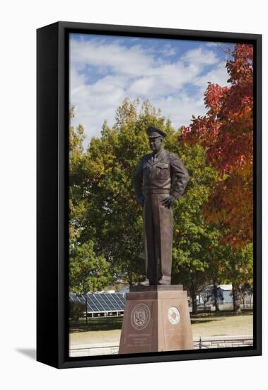 Eisenhower Statue, Abilene, Kansas, USA-Walter Bibikow-Framed Stretched Canvas