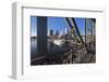 Eiserner Steg, iron footbridge with view to financial district, Frankfurt, Hesse, Germany, Europe-Markus Lange-Framed Photographic Print