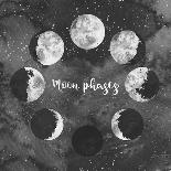 Moon Phases on Dark Galaxy Background-Eisfrei-Art Print