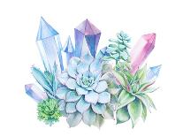 Watercolor Bouquet of Succulents and Gem Stones-Eisfrei-Art Print