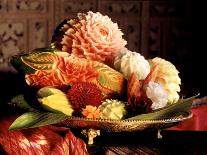 Flowers Carved from Fruit and Vegetables in a Bowl-Eising Studio Food Photo and Video-Photographic Print