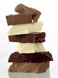 Pile of Pieces of White and Dark Chocolate-Eising Studio Food Photo and Video-Photographic Print