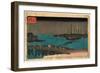 Eitaibashi Tsukuda Oki Isaribune-Utagawa Hiroshige-Framed Giclee Print