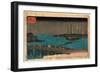 Eitaibashi Tsukuda Oki Isaribune-Utagawa Hiroshige-Framed Giclee Print