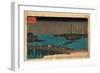 Eitaibashi Tsukuda Oki Isaribune-Utagawa Hiroshige-Framed Giclee Print