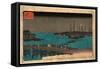 Eitaibashi Tsukuda Oki Isaribune-Utagawa Hiroshige-Framed Stretched Canvas