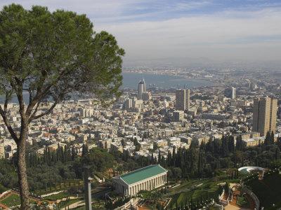 Elevated View of City and Bay from Mount Carmel, Haifa, Israel, Middle East