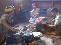 Family Cooking in Kitchen at Home, Village of Pattap Poap Near Inle Lake, Shan State, Myanmar-Eitan Simanor-Photographic Print