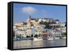 Eivissa or Ibiza Town and Harbour, Ibiza, Balearic Islands, Spain-Peter Adams-Framed Stretched Canvas