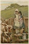 Children and Cows 1890-EK Johnson-Art Print