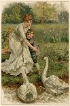 Mother, Girl, Swans-EK Johnson-Art Print