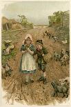 Children and Cows 1890-EK Johnson-Art Print