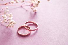 Wedding Rings on a Soft Pastel Background.-Ekaterina Mesilova-Photographic Print