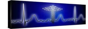 Ekg with Caduceus Symbol-null-Stretched Canvas